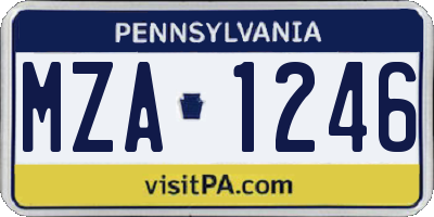PA license plate MZA1246