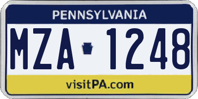 PA license plate MZA1248