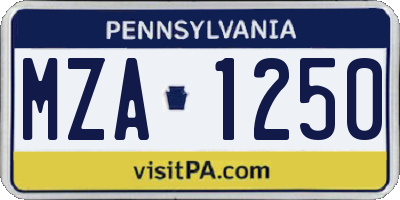 PA license plate MZA1250