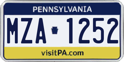 PA license plate MZA1252