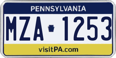 PA license plate MZA1253