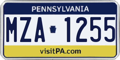 PA license plate MZA1255