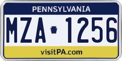 PA license plate MZA1256