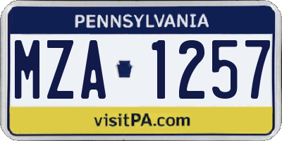 PA license plate MZA1257