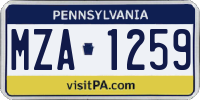 PA license plate MZA1259