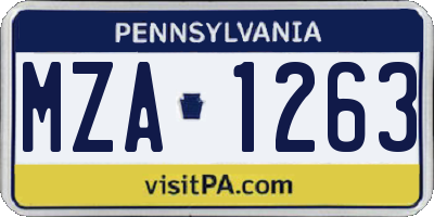 PA license plate MZA1263
