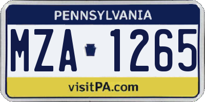 PA license plate MZA1265