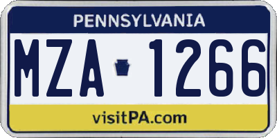 PA license plate MZA1266