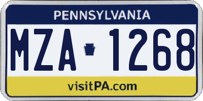 PA license plate MZA1268