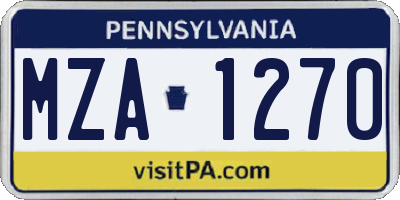 PA license plate MZA1270