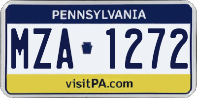 PA license plate MZA1272