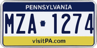 PA license plate MZA1274