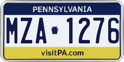 PA license plate MZA1276