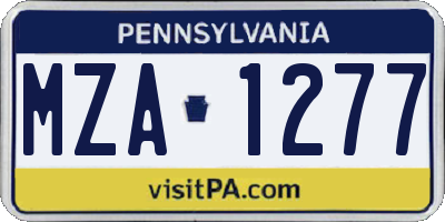 PA license plate MZA1277