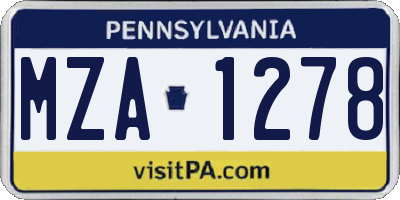 PA license plate MZA1278