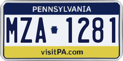 PA license plate MZA1281