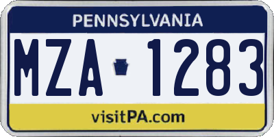PA license plate MZA1283