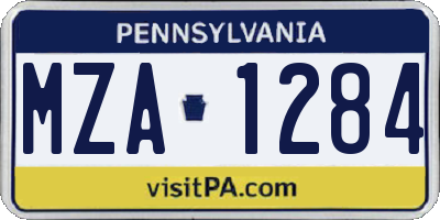 PA license plate MZA1284