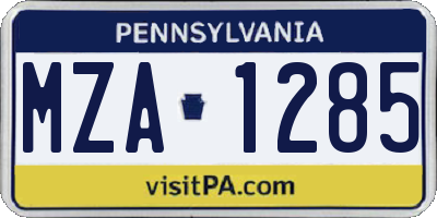 PA license plate MZA1285