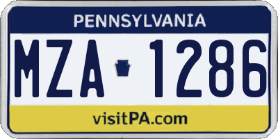 PA license plate MZA1286
