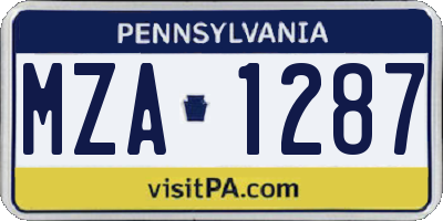 PA license plate MZA1287