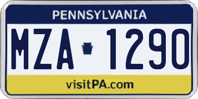 PA license plate MZA1290