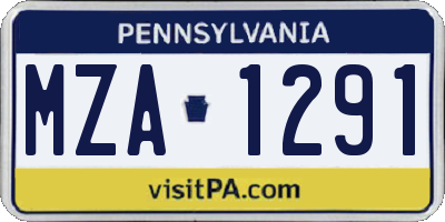 PA license plate MZA1291