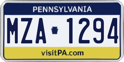 PA license plate MZA1294