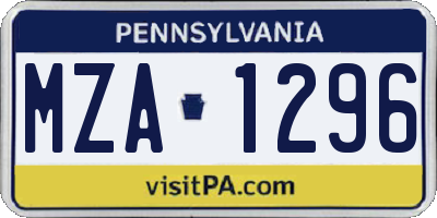 PA license plate MZA1296