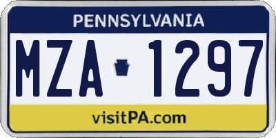 PA license plate MZA1297