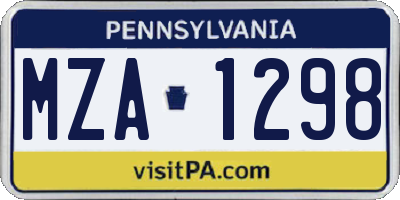 PA license plate MZA1298
