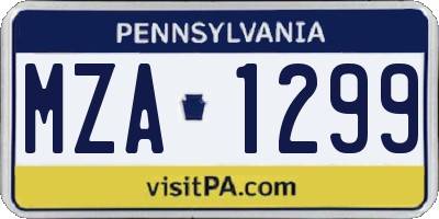 PA license plate MZA1299