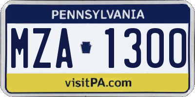 PA license plate MZA1300