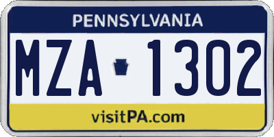 PA license plate MZA1302
