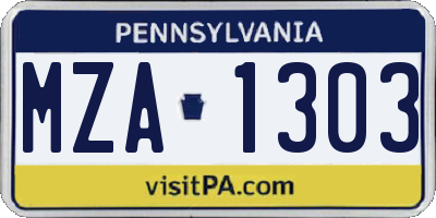 PA license plate MZA1303