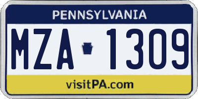 PA license plate MZA1309