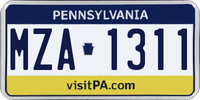 PA license plate MZA1311