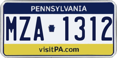 PA license plate MZA1312
