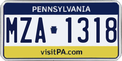 PA license plate MZA1318