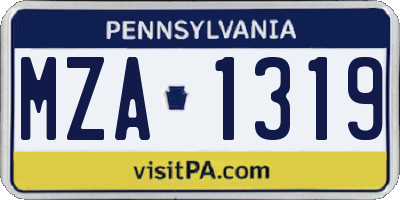 PA license plate MZA1319