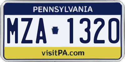 PA license plate MZA1320