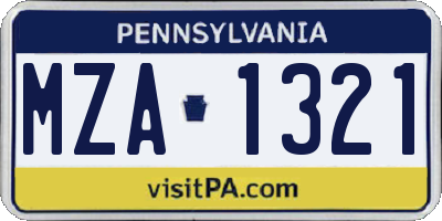 PA license plate MZA1321