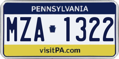 PA license plate MZA1322