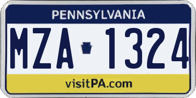 PA license plate MZA1324