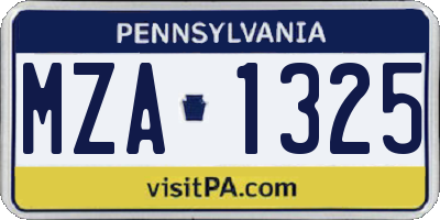 PA license plate MZA1325