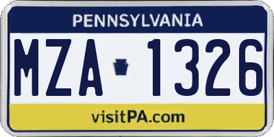 PA license plate MZA1326