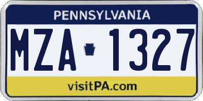 PA license plate MZA1327