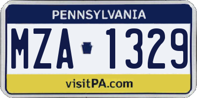PA license plate MZA1329
