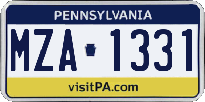 PA license plate MZA1331