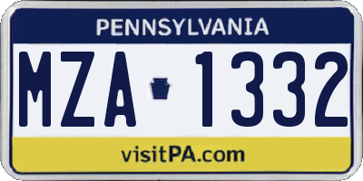 PA license plate MZA1332